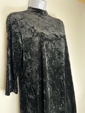 Simply Vera‎ Vera Wang Black Crushed Velvet Whimsigoth Witchy Grunge Dress